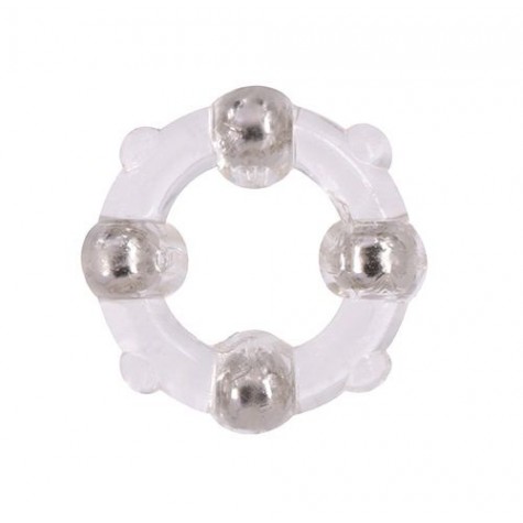 Эрекционное кольцо с 4 бусинами MENZSTUFF STUD RING CLEAR