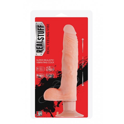 Телесный вибратор на присоске REALSTUFF 9INCH VIBRATOR - 23 см.