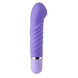 Фиолетовый мини-вибратор с увеличенной головкой и рёбрами NEON FANTASY STICK PURPLE - 11 см.